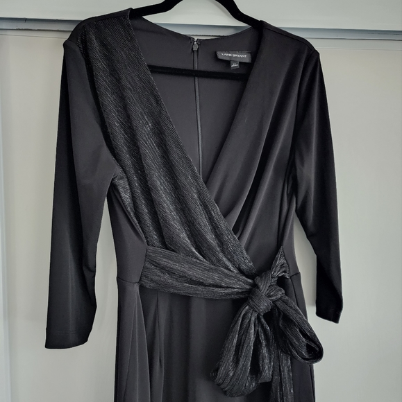 Lane Bryant 3/4 Sleeve V-Neck Little Black Dress - Picture 3 of 4